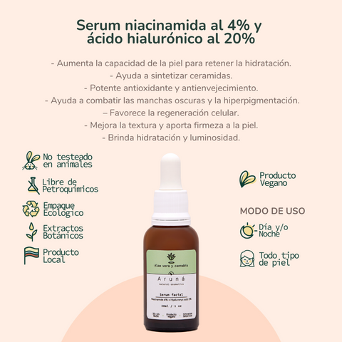 Serum Niacinamida y Ácido Hialurónico Aruna